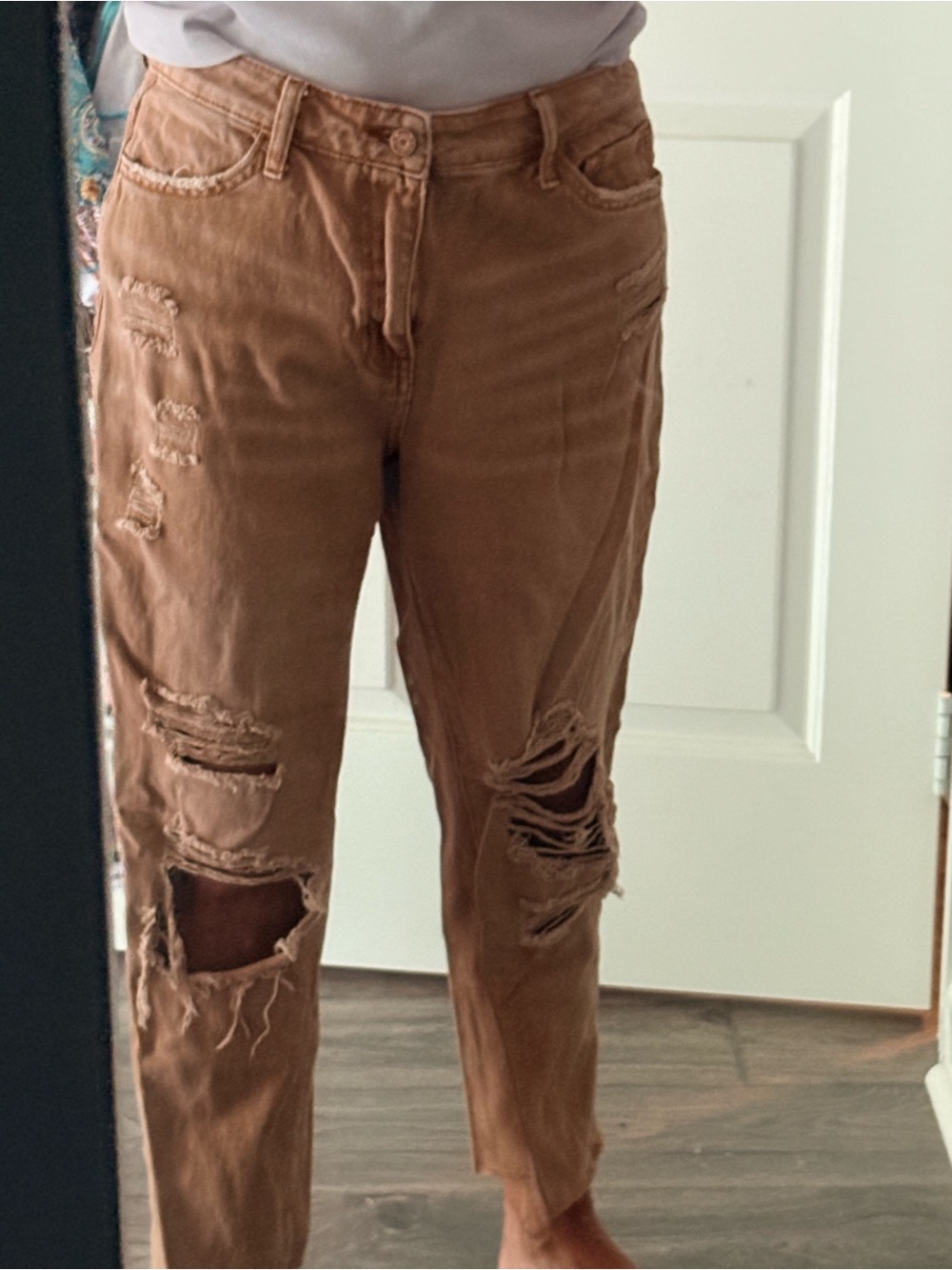 Distressed Women's Jeans in Brown